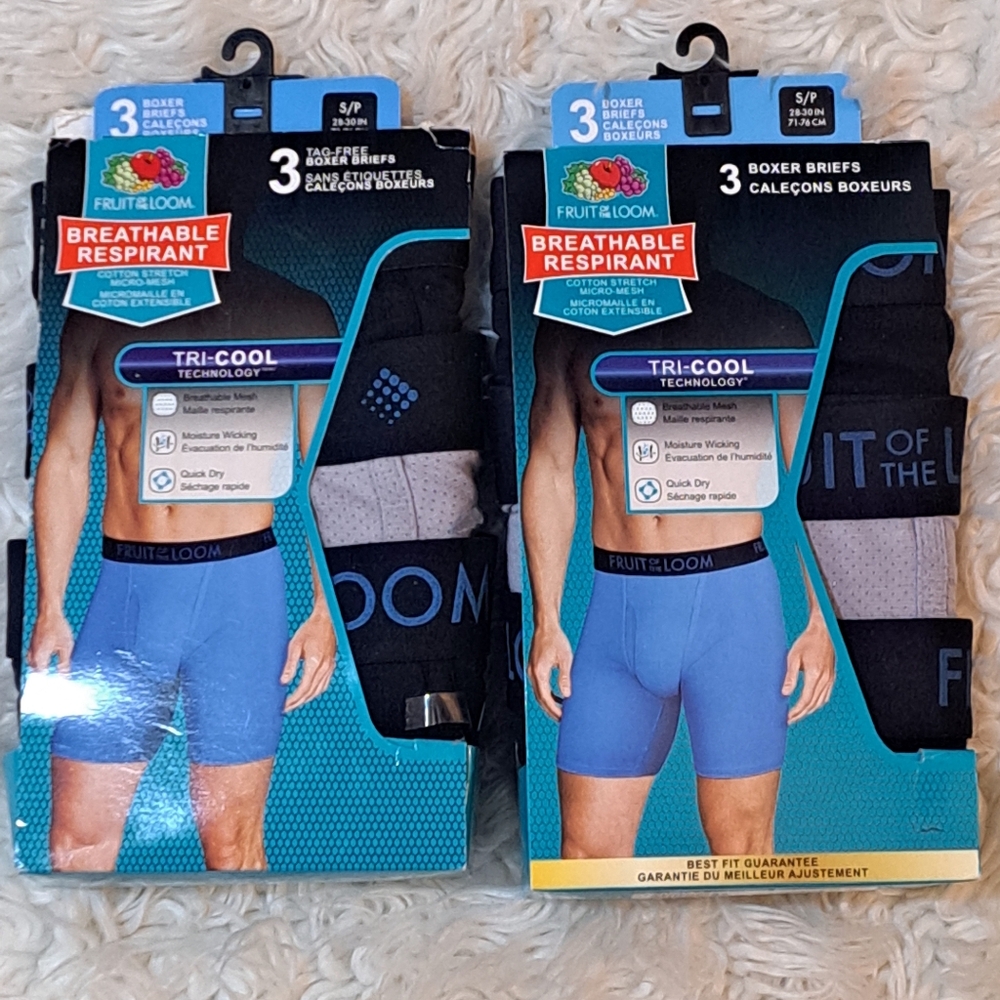 2 Brand New Packs Of Fruit of the Loom Men's 3 Pair Boxer Briefs